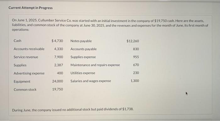  Current Attempt in Progress On June 1, 2025, Cullumber Service Co.
