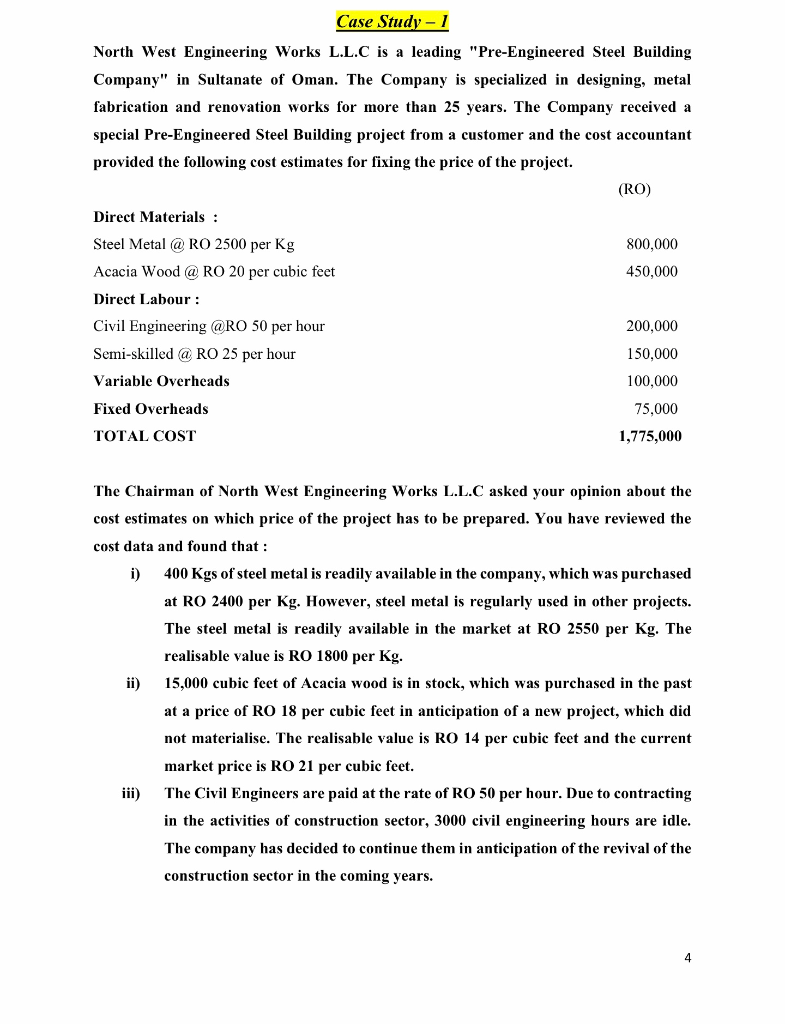  Case Study - 1 North West Engineering Works L.L.C is a