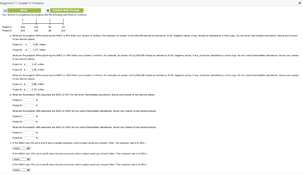  Assignment 11: Chapter 11 Problems X cBook H Problem Walk-Through Your