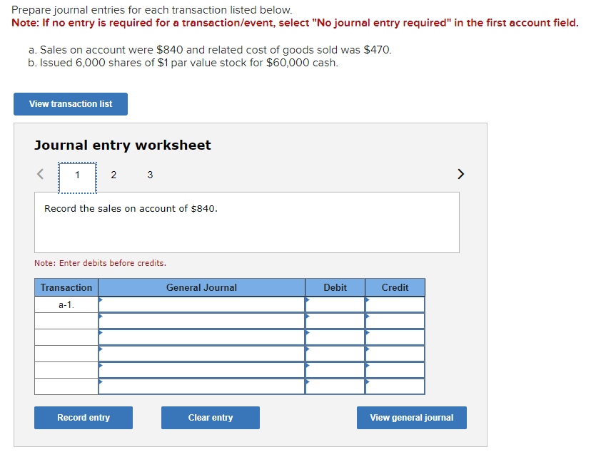 Prepare journal entries for each transaction listed below. Note: If no