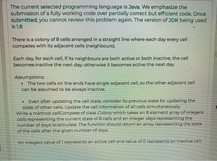  In java and please ASAP The current selected programming language is