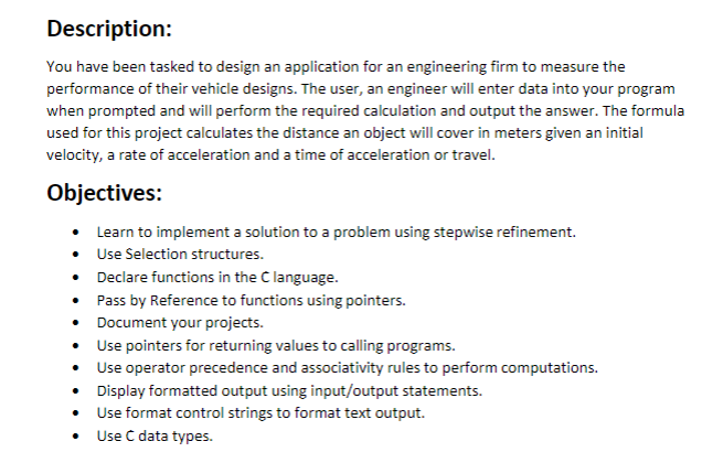 The code needs to be in C, not in C++ Description: You