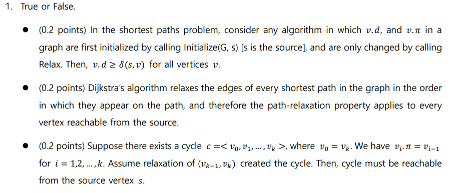  True or False. (0.2 points) Suppose there exists a cycle c=,