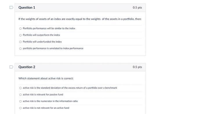 contribution of each asset to the portfolio is the same The return