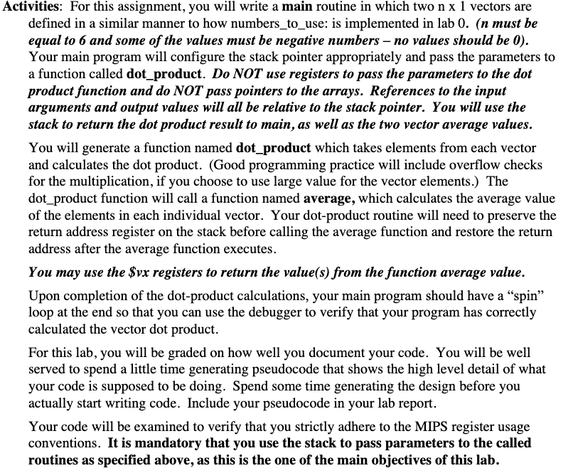  Example of numbers_to_use Activities: For this assignment, you will write a