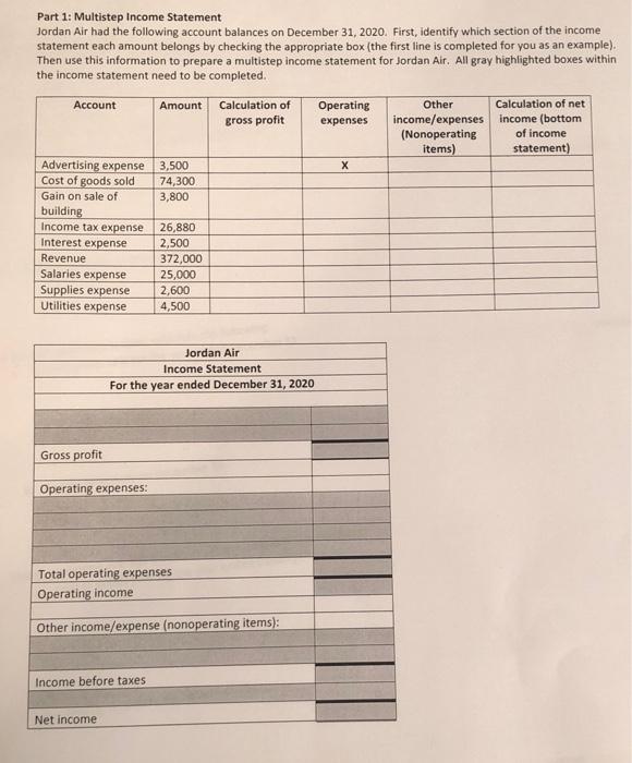  please help me answer the two pages Part 1: Multistep Income