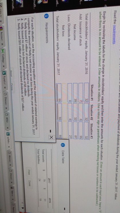 please answer all three situations. I don't know how to get