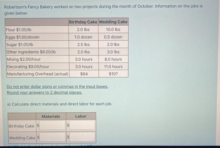  Robertson's Fancy Bakery worked on two projects during the month of