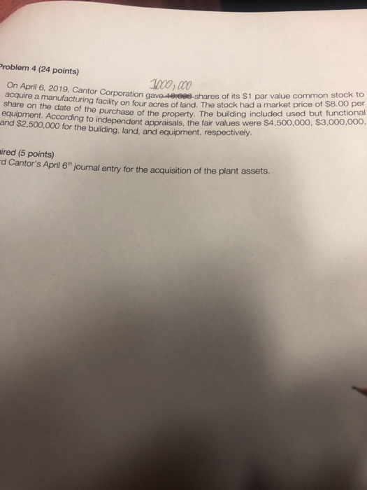  Problem 4 (24 points) On April 6, 2019, Cantor ga acquire