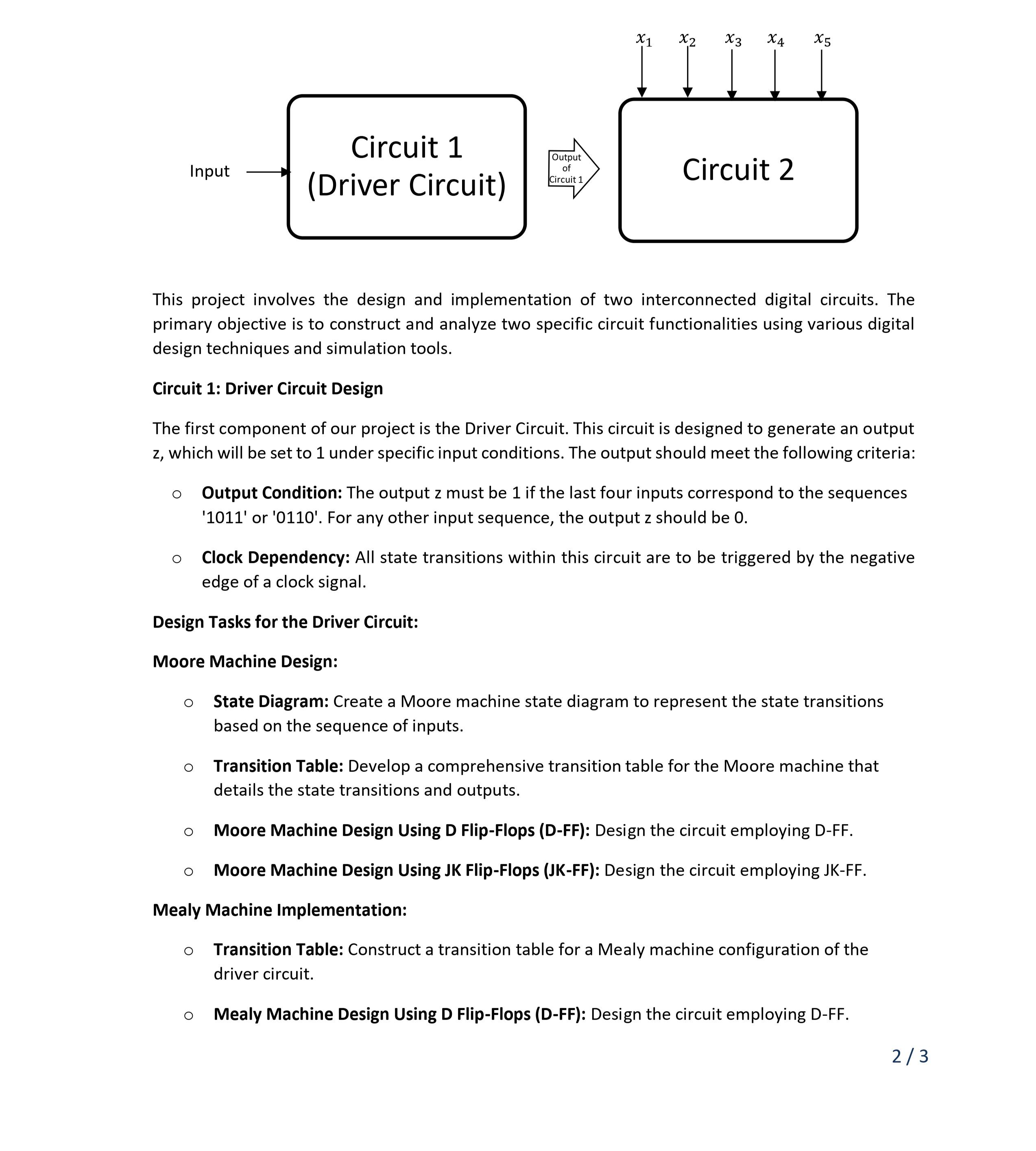  Simulation: Implementation in Logisim: Build the Moore and Mealy machine using