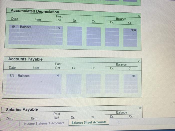 the entries to the attached spreadsheet from part 2. a. Insurance expired
