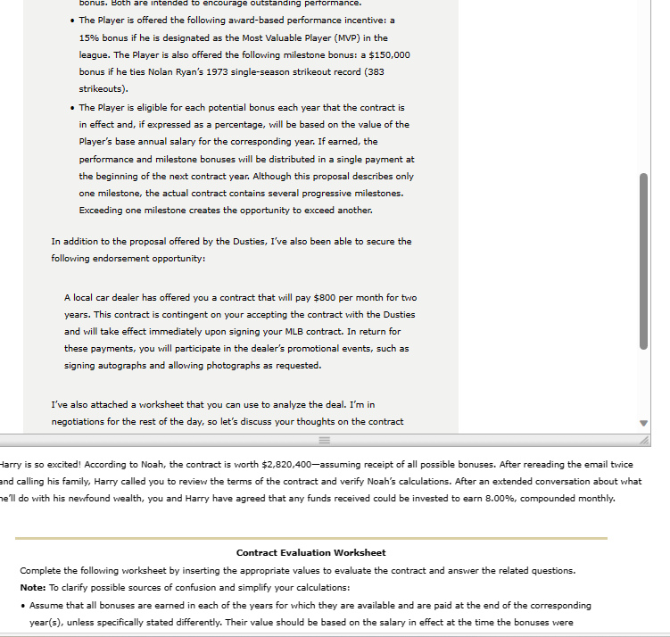 contract evaluation worksheet. I don't want the answers but if someone could