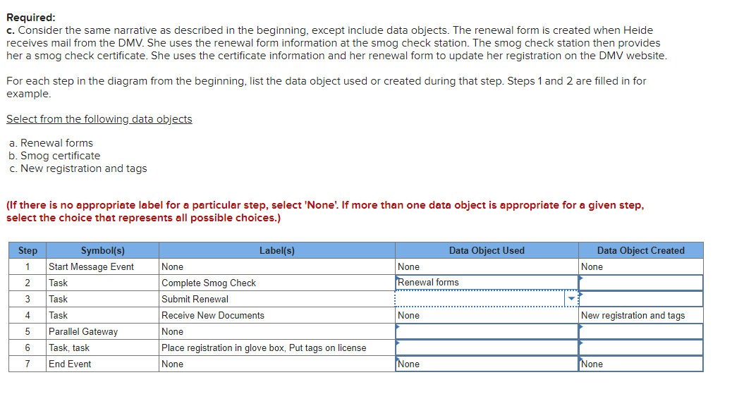 Required: c. Consider the same narrative as described in the beginning,