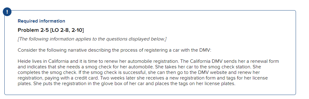 smog check station. The smog check station then provides her a smog