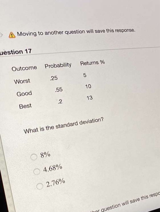  Moving to another question will save this response. uestion 17 Returns