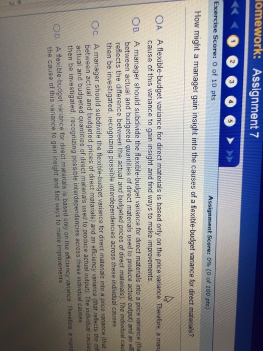  omework: Assignment 7 Exercise Score: o of 10 pts Assignment score: