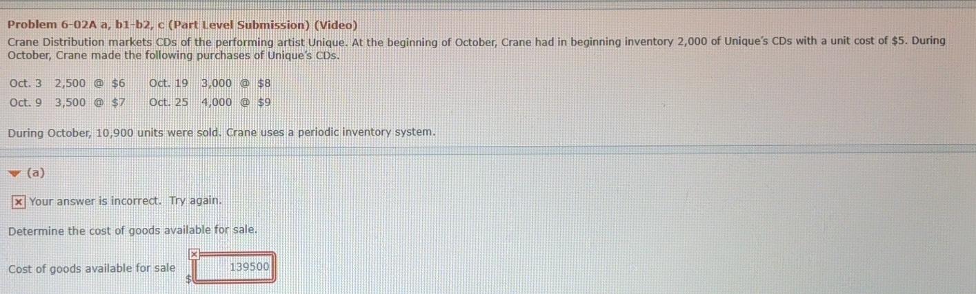  Problem 6-02A a, b1-b2, c (Part Level Submission) (Video) Crane Distribution