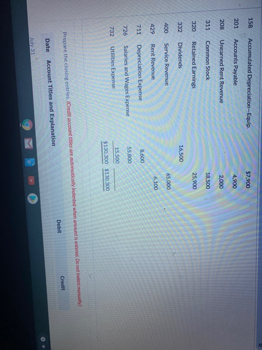 its fiscal year on July 31, 2019. The company's adjusted trial balance