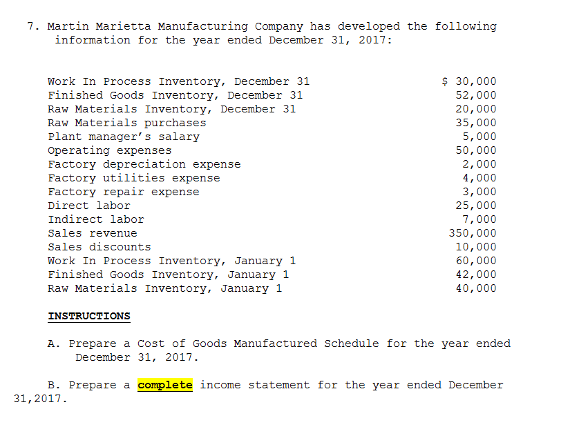  SHOW CALCULATIONS AND FORMULAS for problem OR NO CREDIT GIVEN 7.