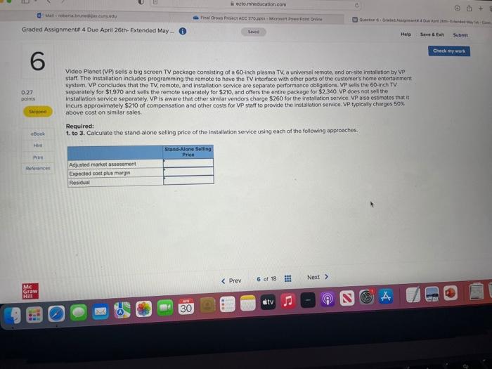  Graded Assignment# 4 Due April 26th- Extended May... 6 0.27 points