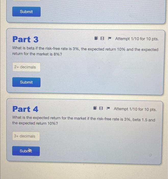IB Attempt 1/10 for 10 pts. What is the expected return for