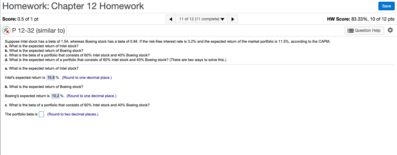 ANSWER C AND D PLEASE. Homework: Chapter 12 Homework Save Score: 0.5