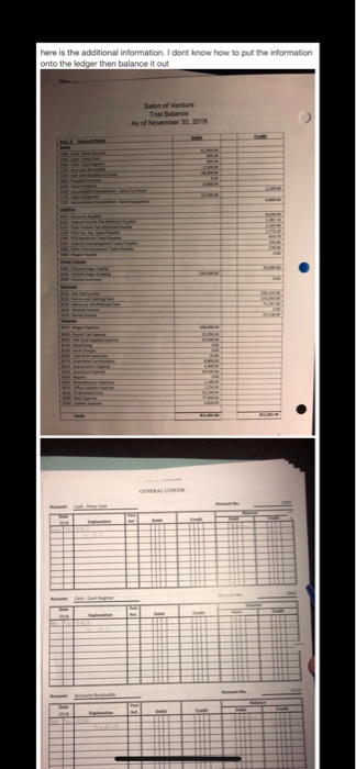 how do i put this information into a ledger please and thanks