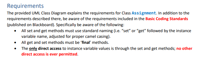 described in the UML Class Diagram attached to the assignment. This lab