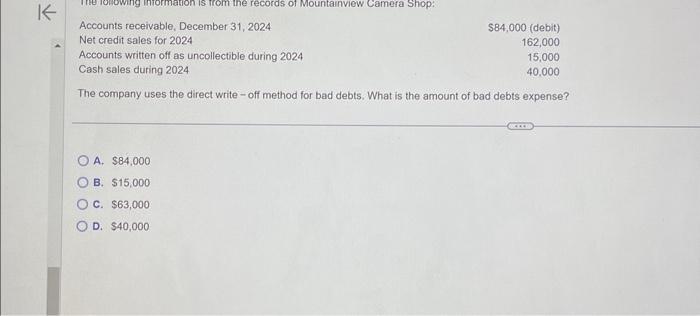  The company uses the direct write - off method for bad