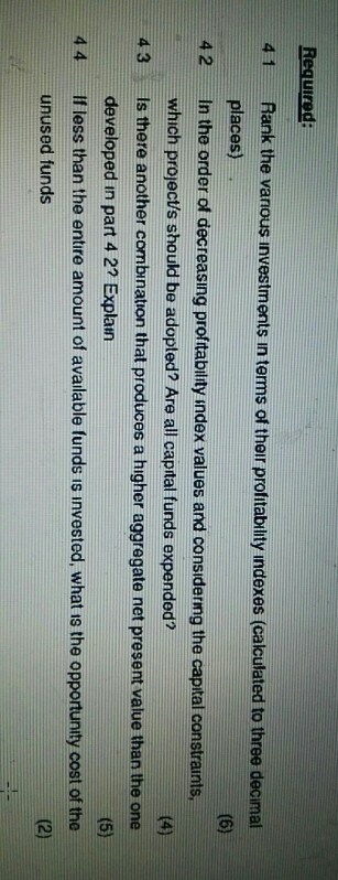 investments dunng the current year. A list of possible investment projects, together