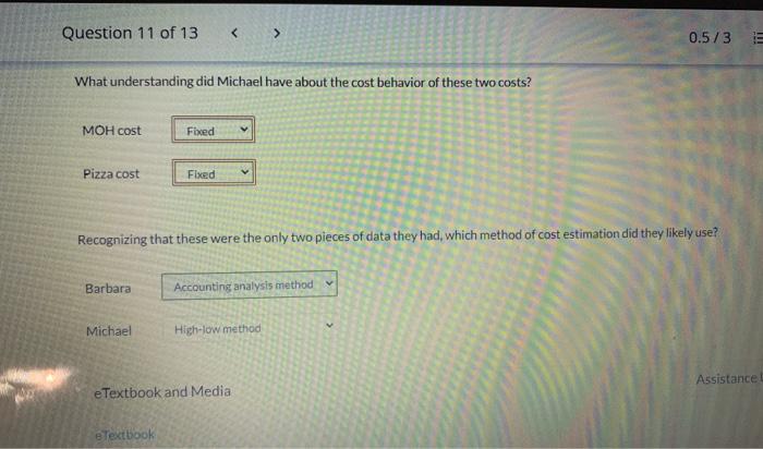 The supervisor explained. the two key costs in his division, as follows.