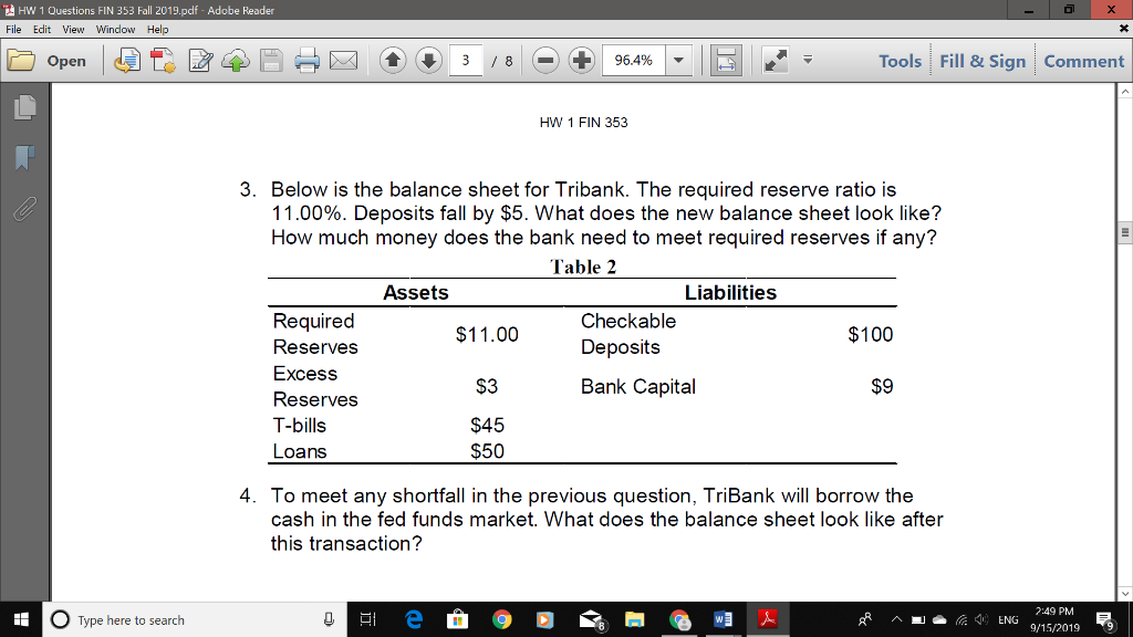  2 HW 1 Questions FIN 353 Fall 2019.pdf - Adobe Reader