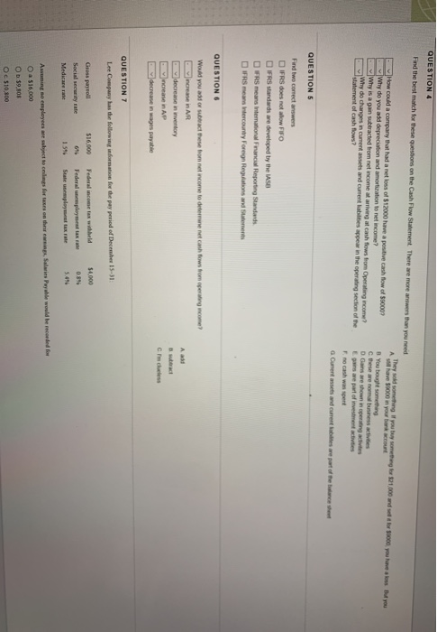 income in a statement of Cash Flows? - A/R increase Inventory increase