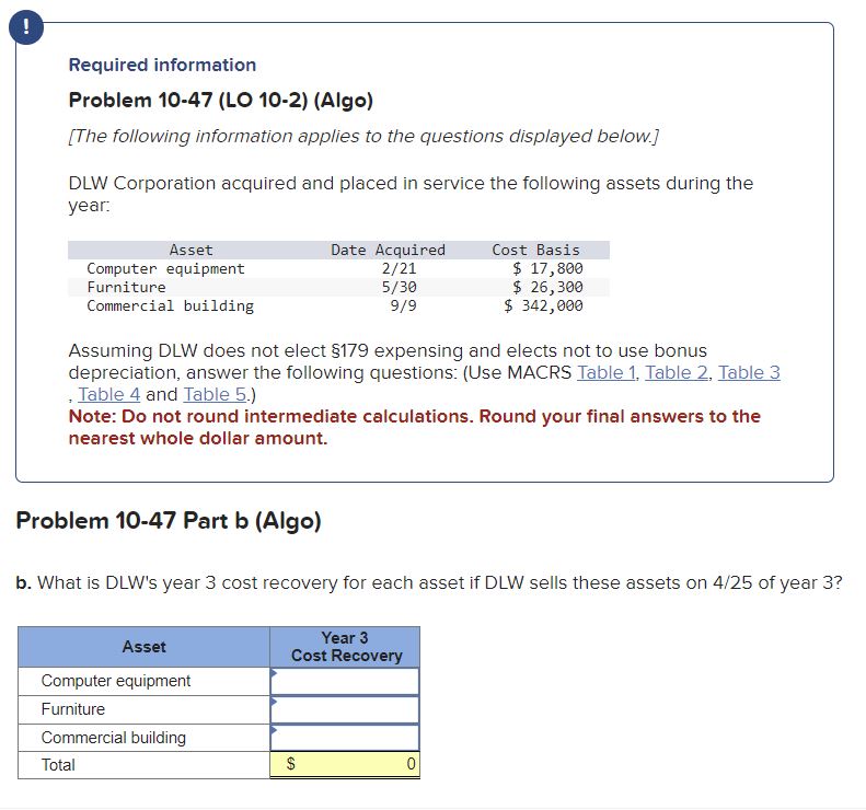 Hello, I need some help figuring out the cost recovery value of