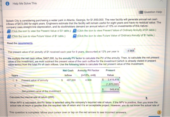 the conto vew Present Value of Oidrary Arvuity of Stable) Click the