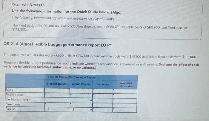 Question 2 Required information Use the following information for the Quick Study