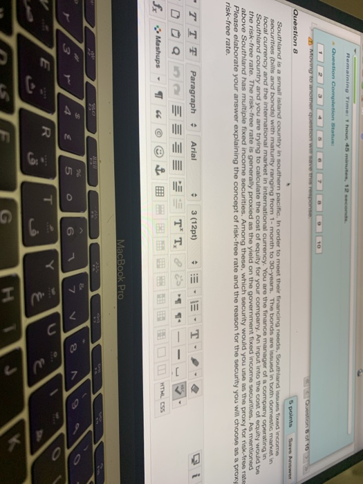  Romaining Time: 1 hour 45 minutes, 12 second Question Completion Status