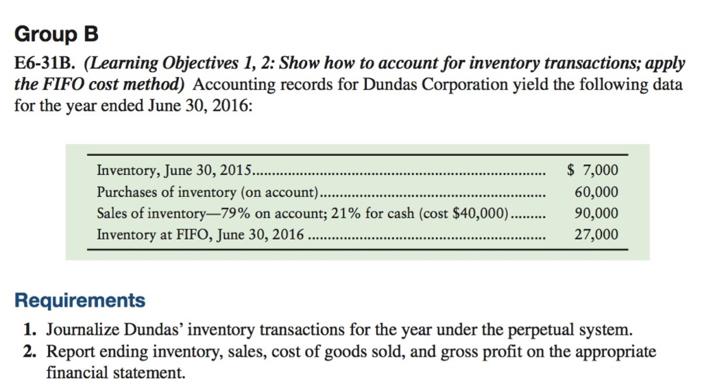  Group B E6-31B. (Learning Objectives 1, 2: Show how to account