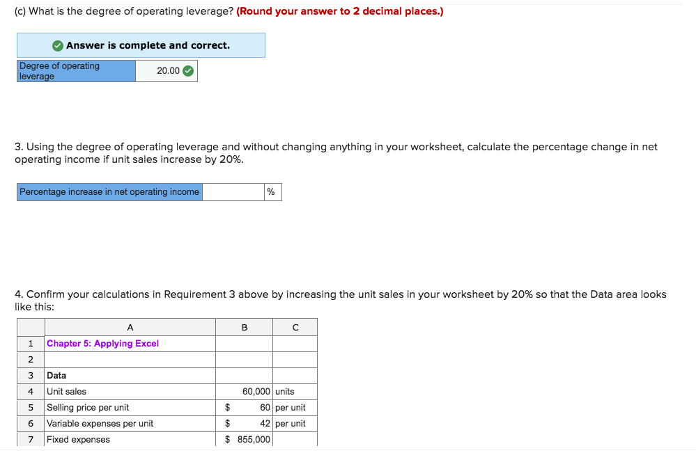 Unit sales 5 Selling price per unit 6 Variable expenses per unit