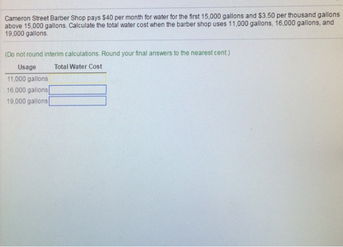 Please explain each answer Cameron Street Barber Shop pays $40 per month