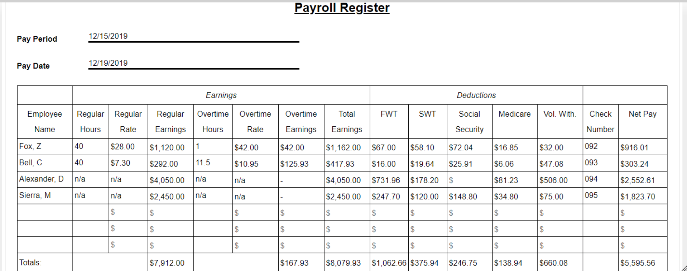 quarter. Assume that Zachary Fox earns the same amount for each of