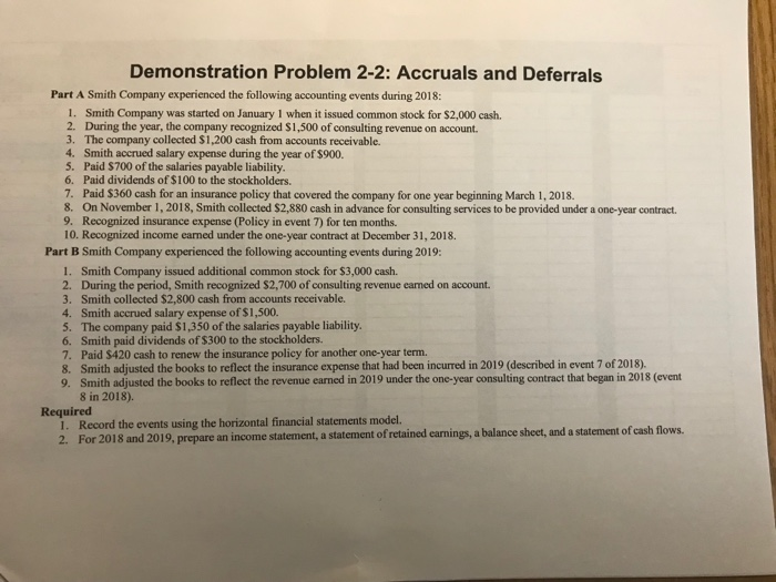  *Do not use journal entries format* Demonstration Problem 2-2: Accruals and