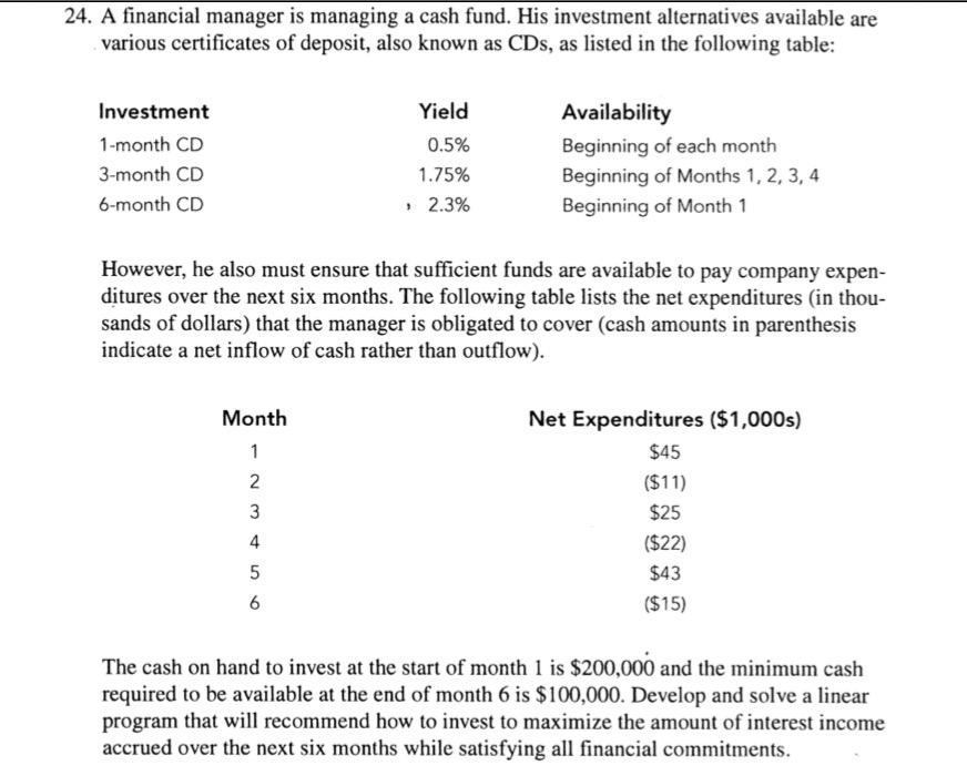 Please show how you set up excel sheet 24. A financial