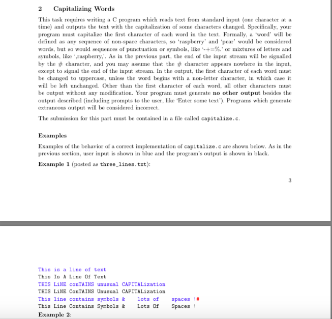 2 Capitalizing Words This task requires writing a C program which