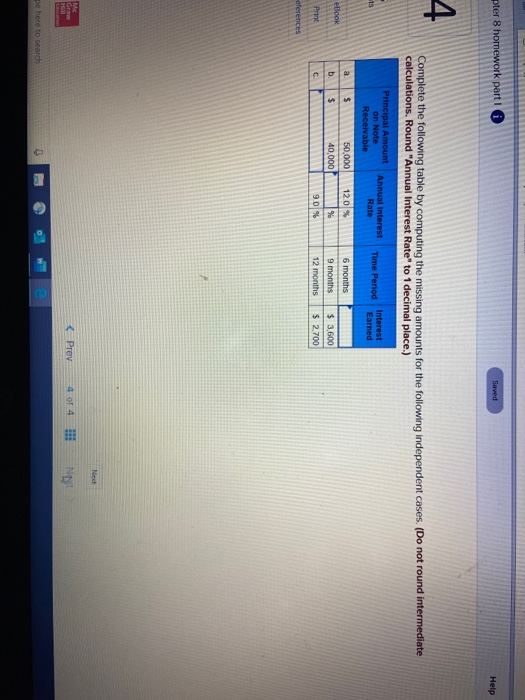 pter 8 homework parti Saved Help Complete the following table by
