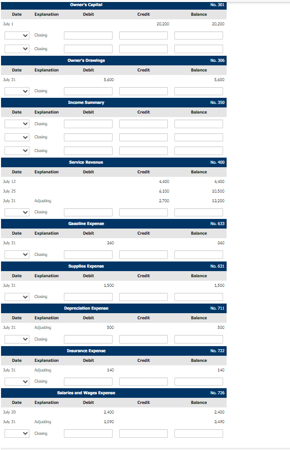 If no entry is required, select "No Entry" for the account titles