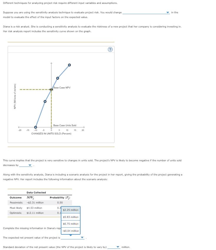  Different techniques for analyzing project risk require different input variables and