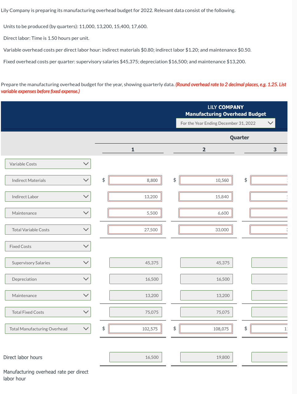 Please correct all the red boxes, which are incorrect! Lily Company is