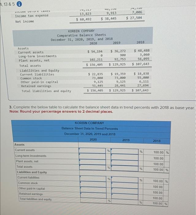 Complete the below table to calculate income statement data in common-size percents.