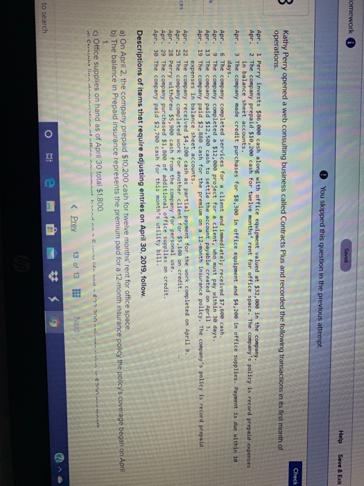 the previous attempt. Check B. Kathy Perry opened a web consulting business